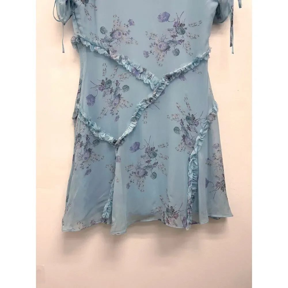 LoveShackFancy Posh Mini Dress Floral Print Cottagecore Romantic Ruffle - Size 8 - Picture 10 of 14